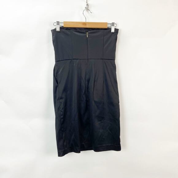 Express Design Studio 2 Womens Black Silky Strapless Tafetta Cocktail Mini Dress - Picture 4 of 7